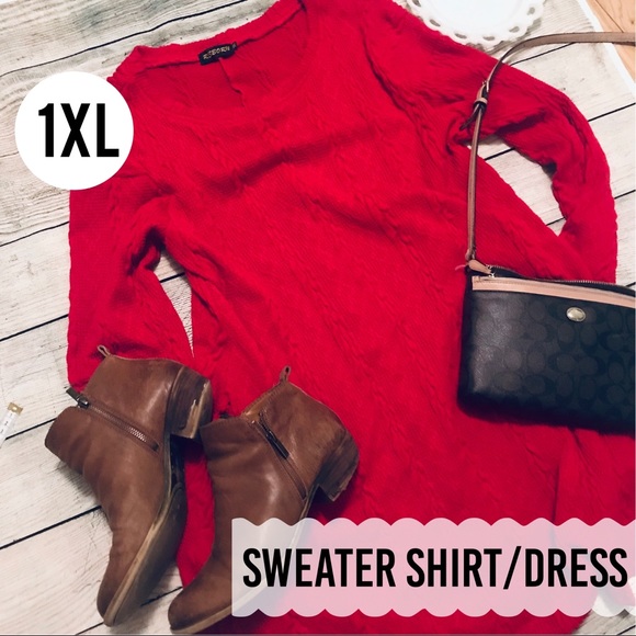 Reborn Sweaters - Ruby Red Soft Sweater Shirt Long 1XL